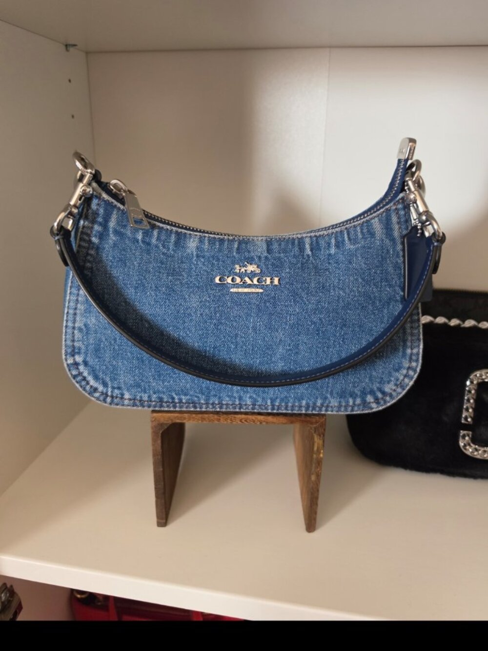Coach Terri Shoulder handbag in silver/indigo